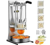 VEVOR Commercial French Fry Cutter with 4 Replacement Blades, 0.64 cm and 0.95 cm Blade Easy Dicer Chopper, 6-wedge Slicer and 6-wedge Apple Corer, Le