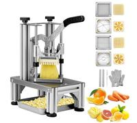 VEVOR Commercial French Fry Cutter with 4 Replacement Blades, 1/4″ & 3/8″ Blade Easy Dicer Chopper, 6-wedge Slicer & 6-wedge Apple Corer, Lemon Potato Cutter for French Fries with Tray and Handle