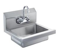 VEVOR Commercial Stainless Steel Sink with Faucet, Wall Mount Hand Basin, Utility Sink for Restaurant, Kitchen, Bar, Garage and Home, 17 x 12.8 inch