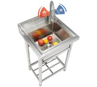 Vevor Stainless Steel Utility Sink, 1 Compartment Free Standing Small Sink Include Faucet & Legs, 16X13X8.7In Commercial