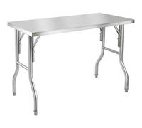 VEVOR Commercial Worktable Workstation 121.9x61 cm Folding Commercial Prep Table, Heavy-duty Stainless Steel Folding Table with 299.8 kg Load, Kitchen
