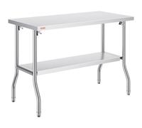 VEVOR Commercial Worktable Workstation 121.9x61 cm Folding Commercial Prep Table, Heavy-duty Stainless Steel Folding Table with 350.2 kg Load, Kitchen