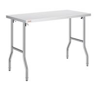 VEVOR Commercial Worktable Workstation 48 x 24 Inch Folding Commercial Prep Table, Heavy-duty Stainless Steel Folding Table with 661 lbs Load, Kitchen