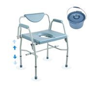 VEVOR Commode Chair, Bedside Commode with Drop-Down Arms and Detachable Backrest, 5-Level Adjustable Height, 7L Removable Bucket, Easy to Assemble, 1000LBS Capacity, Portable Toilet for Adults Seniors