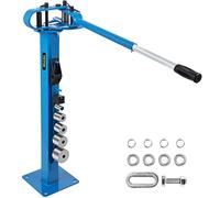 VEVOR Compact Bender Metal Manual Floor Type 7 Dies 1-3" Fabrication Metal Pedestal Solid Handle Telescoping Mountable 117.2cm Handle Rod Tube for Shape Steel, Iron, Wrought Iron, Brass, Copper, Blue