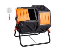 VEVOR Compost Bin, 140L Dual Chamber Composting Tumbler, High Volume Two Rotating Chambers with 2 Sliding Door and Steel Frame, BPA Free Composter Bin Tumbler for Garden, Kitchen, Yard, Outdoor