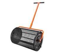 VEVOR Compost Spreader, 24.4-25.6" Height Adjustable Handle, 24" Wide, Lawn and Garden Peat Moss Roller with Side Latches, Powder Coated Steel Mesh Ba