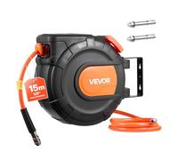 VEVOR Compressed Air Hose Reel, 9.5 mm x 15 m PVC Hose, 20 Bar, Closed Hose Reel with Automatic Winding & 1 m Supply Cable, 180° Swivel Ceiling/Wall Mount