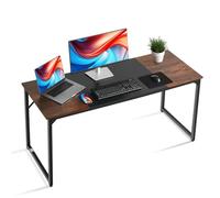 VEVOR Computer Desk, 160 cm Office Gaming Desk for Home Office, Writing Study Work Modern Simple Table with Metal Frame for Large Legroom, Rustic Brown and Black