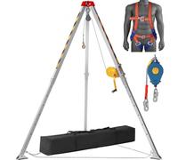 VEVOR Confined Space Tripod Kit, 544 kg Winch, Confined Space Tripod 2.13 m Legs and 30 m Cable, Confined Space Rescue Tripod 10 m Fall Protection, Ha