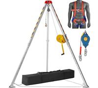 VEVOR Confined Space Tripod Kit, 816.4 kg Winch, Confined Space Tripod 2.13 m Legs and 30 m Cable, Confined Space Rescue Tripod 10 m Fall Protection,
