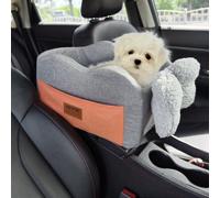 VEVOR Console Dog Car Seat, Center Console Dog Booster Seat for Small Dog, Pet Car Seat for Car Armrest with Clip-On Leash, Adjustable Straps, Supports up to 8lbs, Dark Gray