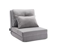 VEVOR Convertible Flip Chair, 5-Position Adjustable Floor Lazy Sofa, Folding Upholstered Couch Bed with Adjustable Backrest Metal Frame and Pillow, Folding Sofa Bed Chair for Living Room Bedroom, Gray