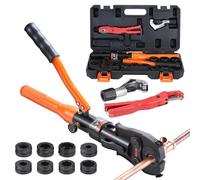 VEVOR Copper Pipe Crimping Tool, Hydraulic Driven Press Tool with 1/2", 3/4", 1" Jaws for Copper Pipe and 3/8", 1/2", 5/8", 3/4", 1" Jaws for ASTM F1807 Pex Pipe Copper Ring