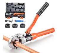 VEVOR Copper Pipe Crimping Tool Professional Crimping Tool with Hydraulic Drive with 1/2" 3/4" 1" Copper Pipe Joints for Tight Spaces