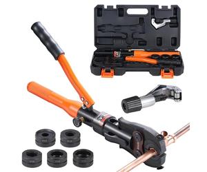 VEVOR Copper Pipe Hydraulic Crimping Tool Pressing Pliers with Quick Change Jaws V12, V15, V18, V22, V28, 360° Swivel Press Kit for Hydraulically Operated Tee Fittings