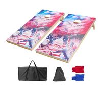 VEVOR Cornhole Set, 4x2 ft Corn Hole Game Boards, Solid Wood Portable Toss Board, Indoor and Outdoor Cornhole Play for Adults, Include 8 Bean Bags and