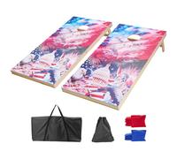 VEVOR Cornhole Set, 4x2 ft Corn Hole Game Boards, Solid Wood Portable Toss Board, Indoor and Outdoor Cornhole Play for Adults, Include 8 Bean Bags and Carrying Case, for Yard, Backyard, Beach, Camping