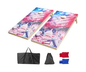 VEVOR Cornhole Set, 4x2 ft Corn Hole Game Boards, Solid Wood Portable Toss Board, Indoor and Outdoor Cornhole Play for Adults, Include 8 Bean Bags and Carrying Case, for Yard, Backyard, Beach, Camping