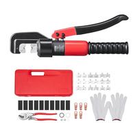 VEVOR Crimping Tool, AWG12-2/0 Copper and Aluminum Terminal Battery Lug Hydraulic Crimper, with a Cutting Pliers, Gloves, 5pcs Copper Ring Connectors, 8 x Heat Shrink Sleeves and a Blow Moulded Case