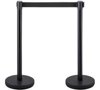 Vevor Crowd Control Stanchion, Set Of 4 Pieces Stanchion Set, Stanchion Set With 6.6 Ft/2 M Black Retractable Belt