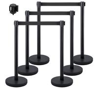 VEVOR Crowd Control Stanchions, 6-Pack Crowd Control Barriers with 3PCS 6.5FT Retractable Belt, Stanchion Posts Queue Pole for Crowd Control Barriers,