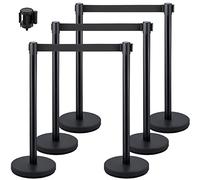 VEVOR Crowd Control Stanchions, 6-Pack Crowd Control Barriers with 3PCS 6.5FT Retractable Belt, Stanchion Posts Queue Pole for Crowd Control Barriers, Easy Assembly
