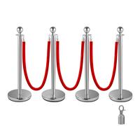 VEVOR Crowd Control Stanchions And Velvet Ropes Ball Round Top Silver Pillar