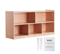 VEVOR Cubby Mobile Tray Storage Cabinet, 5-Compartment Cubby Storage Shelf, Cubby Storage Cabinet 2-shelf, Classroom Cubbies, Classroom Furniture for Home, Daycare and Preschool, Natural