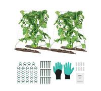 VEVOR Cucumber Trellis for Climbing Plants, 35" x 55" Foldable Cucumber Trellis Set with Plant Clips, Metal Garden Trellis for Raised Bed, Outdoor Plant Grow Support for Tomato, Squash, Vegetable
