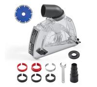 VEVOR Cutting Dust Shroud for Angle Grinders, Universal 4-5 in Angle Grinder Dust Shroud with 6 Clamping Washers & 5 in Diamond Grinding Cup Wheel, Adjustable Cutting Depth, Connect to Vacuum Cleaner
