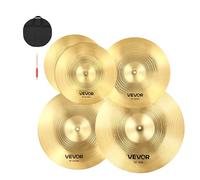 VEVOR Cymbal Pack, 4 Pieces Cymbals for Drum Set, Alloy Cymbals Drum Set Includes 14-inch Hi-Hats, 16-inch Crash, 18-inch Crash, 20-inch Ride, Drumsticks & Cymbal Bag, Pack for Drummer