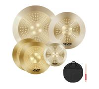 VEVOR Cymbal Pack, 4 Pieces Cymbals for Drum Set, Alloy Cymbals Drum Set Includes 14-inch Hi-Hats, 16-inch Crash, 20-inch Ride, 10-inch Splash, Drumsticks & Cymbal Bag, Pack for Drummer