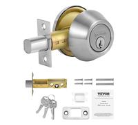 VEVOR Deadbolt Lock Round Single Cylinder Dead Bolt Keyed 1 Side Fits Standard Size Interior and Exterior Doors Full Metal with 3 Keys for Front