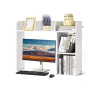 VEVOR Desktop Bookshelf, 2-Tier Desktop Storage Organizer, 37.2" x 9.5" x 28.9" Office Storage Rack Wood Display Shelf, Desktop Bookshelf Hutch with A