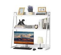 VEVOR Desktop Bookshelf, 2-Tier Desktop Storage Organizer, 37.4" x 12.6" x 35.4" Office Desk Storage Rack Display Shelf, Desktop Bookshelf Hutch with Anti-Slip Feet Pads, for Office, Home & Dorm White