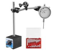 VEVOR Dial Test Indicator with Dual Rod Stand and Storage Case, 0.03 mm Accuracy, 0-25.4mm Range, Fine Adjustable Long Arm, Non-Magnetic Centering Rods for Machine Set-Up, Narrow Area Measurement