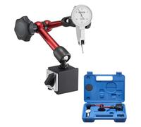 VEVOR Dial Test Indicator with Universal Magnetic Base and Storage Case, 0.01 mm Accuracy, 0-0.76 mm Range, Micro Ball Handle for Narrow Area Measurement, Industrial Machining & Inspection