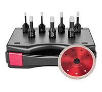 VEVOR Diamond Drill Bits 7PCS Diamond Hole Saw 6/6/8/8/10/12/14mm Tile Hole Saw Kit Vacuum Brazed Diamond Drill Bit 0.59in/15mm Segment Tile Hole Saw w Storage Case for Tile Ceramic Porcelain Marble