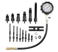 VEVOR Diesel Engine Compression Tester, 18 pcs Cylinder Pressure Test Tool Kit, with 0-1000 psi Gauge and Adapters, Diesel Injector Tester Check Cylinders in Diesel Trucks, Tractors, Equipment