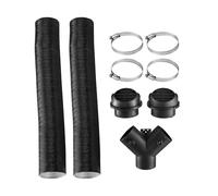 VEVOR Diesel Heater Pipe Duct Vent Kit, 3-inch Heater Pipe Warm Air Outlet Vent Set with Y-Shaped Connector & Air Duct Clamps, Parking Heaters Air Ducts Vent Kit for 2KW 5KW 8KW Diesel Heaters, Black