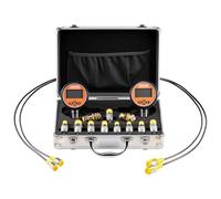 VEVOR Digital Hydraulic Pressure Test Coupling Kit, 10000 PSI Pressure Gauge Manometer Tester with 2 Gauges, 9 Test Couplings, 2 Quick-Release Couplers, 2 Hoses for Excavator Construction Machinery
