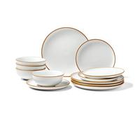 VEVOR Dinnerware Set, Service for 4 People, Round Plates and Bowls Sets, Scratch Resistant Ceramic Dinner Ware, Dishwasher and Microwave Suitable Kitchen Dishes, for Dessert Salad Soup Pasta, White