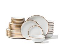 VEVOR Dinnerware Set, Service for 8 (32 PCS), Round Plates and Bowls Sets, Scratch Resistant Ceramic Dinner Ware, Dishwasher and Microwave Suitable Kitchen Dish, for Dessert Salad Soup Pasta, White