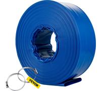 VEVOR Discharge 105', PVC Lay Flat, Heavy Duty Backwash Drain Hose with Clamps, Weather Burst-Proof, Ideal for Swimming Pool & Water Transfer, Blue, 4
