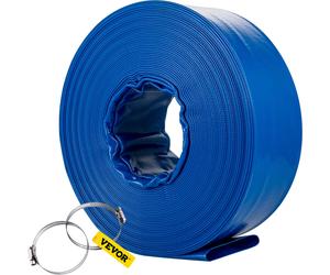 VEVOR Discharge 105', PVC Lay Flat, Heavy Duty Backwash Drain Hose with Clamps, Weather Burst-Proof, Ideal for Swimming Pool & Water Transfer, Blue,