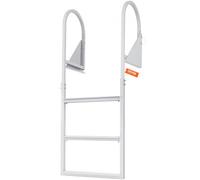 VEVOR Dock Ladder, Flip-Up 3 Steps, 350 lbs Load Capacity, Aluminum Alloy Pontoon Boat Ladder with 2'' Wide Step & Nonslip Mat, Easy to Install for Ship/Lake/Pool/Marine Boarding