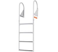 VEVOR Dock Ladder, Flip-Up 4 Steps, 350 lbs Load Capacity, Aluminum Alloy Pontoon Boat Ladder with 2'' Wide Step & Nonslip Mat, Easy to Install for Ship/Lake/Pool/Marine Boarding