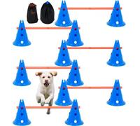 VEVOR Dog Agility Hurdle Cone Set, 6 PCS Kit-12 x Cones, 6 x Agility Rods, Agility Training Equipment with Height Adjustable Crossbar, Puppy Obstacle
