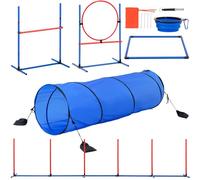 VEVOR Dog Agility Training Equipment, 5 PCS Set with Adjustable High Hurdles,6 Weave Poles, Tunnel, Jump Ring, Pause Box, Whistle, Foldable Bowl, Puppy Obstacle Course Kit with Storage Bags